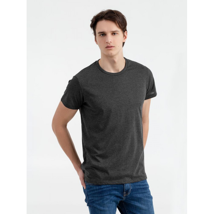 Футболка мужская приталенная Regent Fit черный меланж, размер XXL