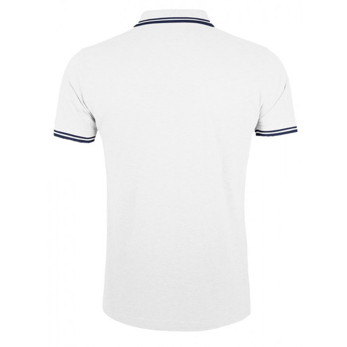 Рубашка поло мужская Pasadena Men 200 с контрастной отделкой белая с синим, размер 3XL