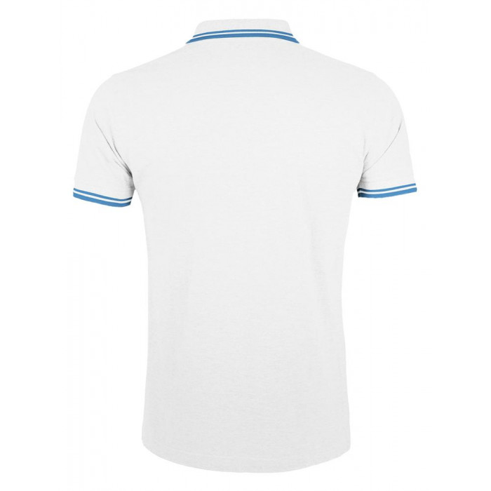 Рубашка поло мужская Pasadena Men 200 с контрастной отделкой белая с голубым, размер XXL