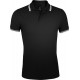 Рубашка поло мужская Pasadena Men 200 с контрастной отделкой, черная с белым