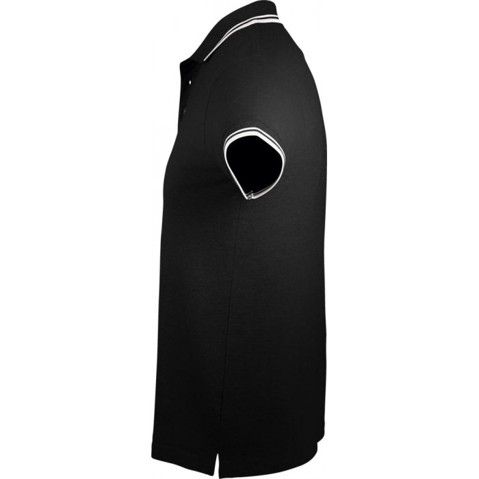Рубашка поло мужская Pasadena Men 200 с контрастной отделкой черная с белым, размер XXL