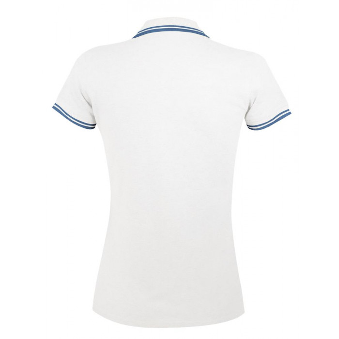 Рубашка поло женская Pasadena Women 200 с контрастной отделкой белая с голубым, размер XXL