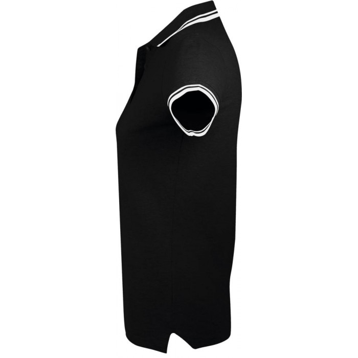 Рубашка поло женская Pasadena Women 200 с контрастной отделкой черная с белым, размер XXL