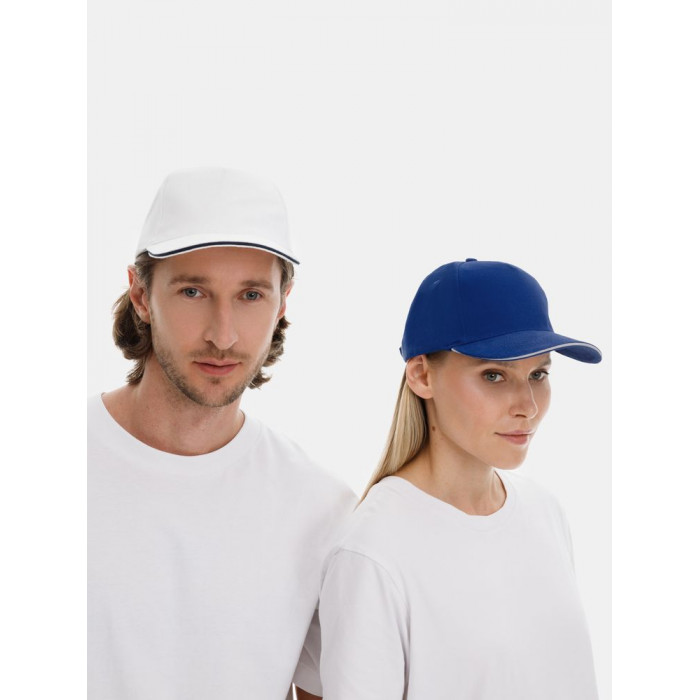 Бейсболка Long Beach, белая с темно-синим