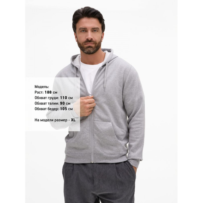 Толстовка унисекс Stone серый меланж, размер 3XL