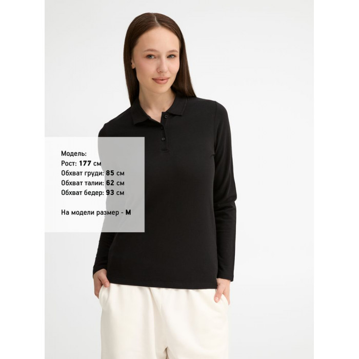 Рубашка поло женская с длинным рукавом Perfect LSL Women черная, размер XXL