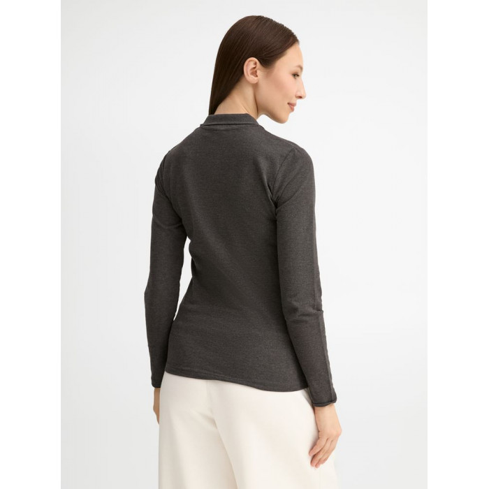 Рубашка поло женская с длинным рукавом Perfect LSL Women черный меланж, размер XXL