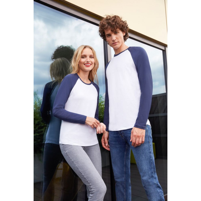 Футболка мужская с длинным рукавом Funky LSL белая с ярко-синим, размер XXL