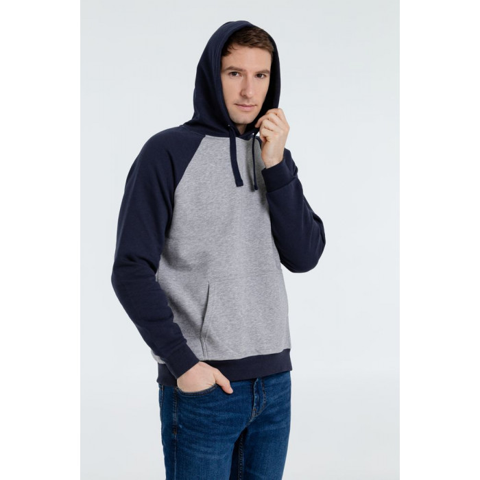 Толстовка унисекс Seattle серый меланж/темно-синий, размер XXL