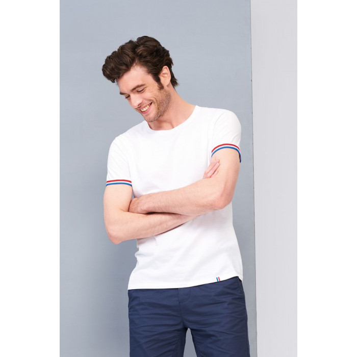 Футболка мужская Rainbow Men, белая с ярко-синим, размер S