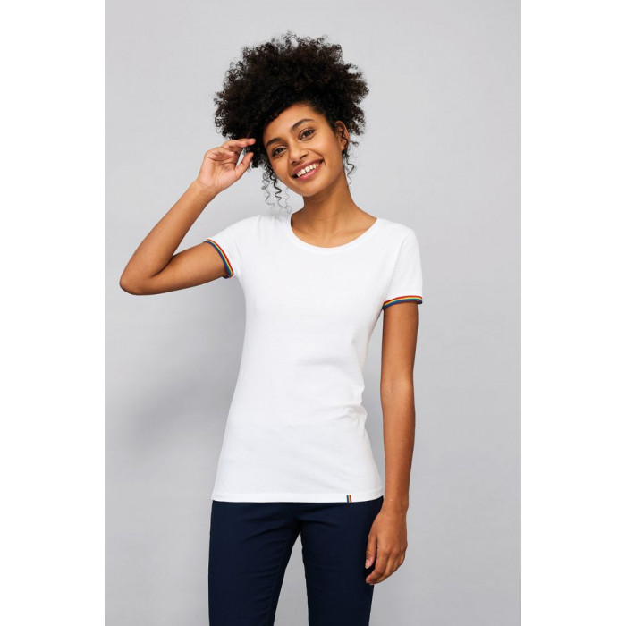 Футболка женская Rainbow Women, белая с ярко-синим, размер XXL