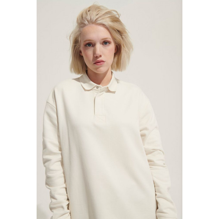 Рубашка поло оверсайз с длинным рукавом Heritage, темно-синяя, размер 4XL