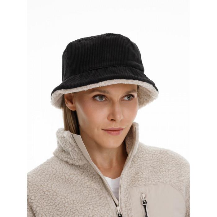 Панама Bucket двусторонняя, темно-серая с бежевым, размер M/L