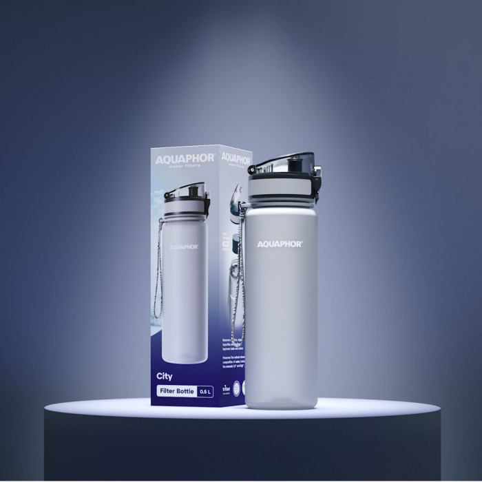 Бутылка с фильтром «Аквафор Сити», серая