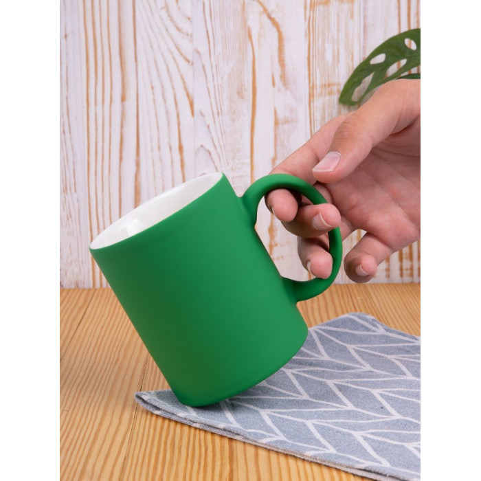 Кружка Promo Soft с покрытием софт-тач, зеленая