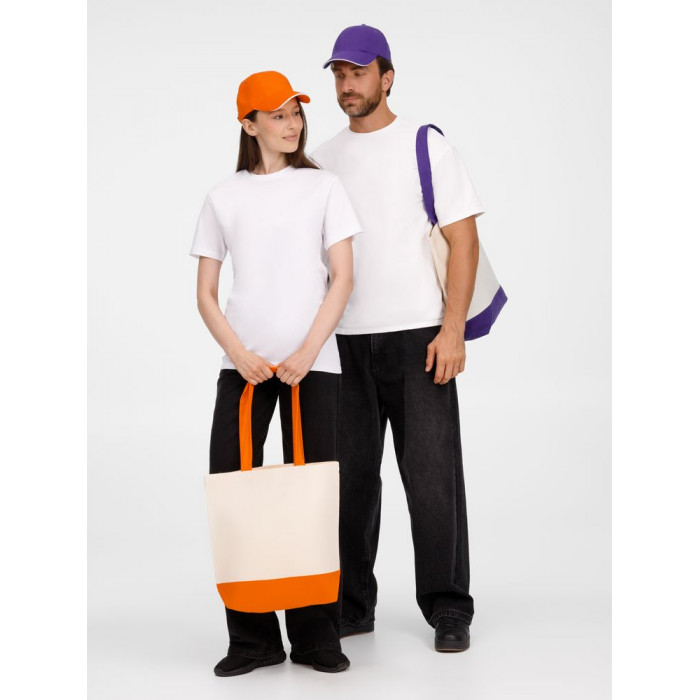 Бейсболка Canopy, оранжевая с белым кантом