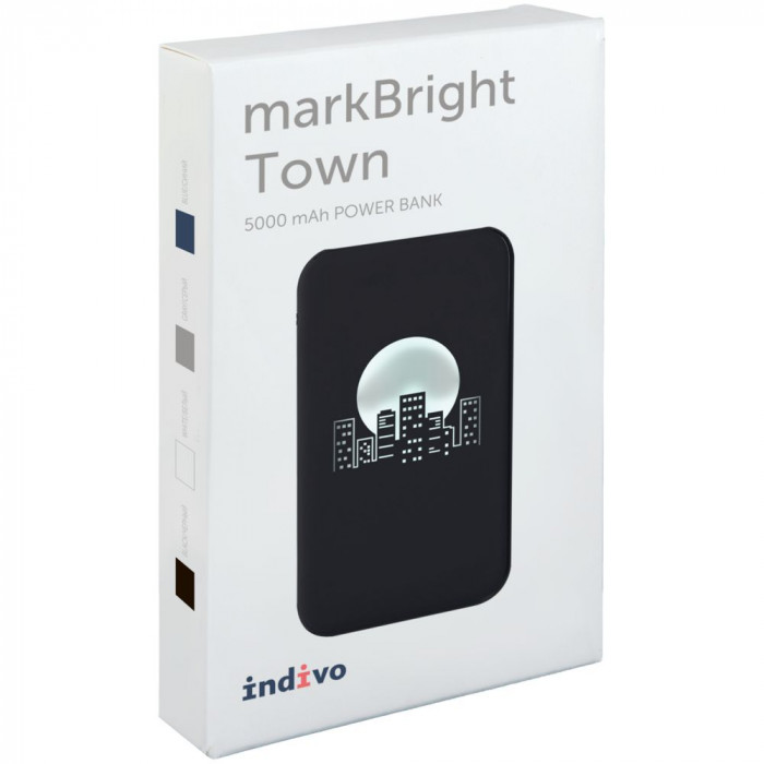 Аккумулятор с подсветкой markBright Town, 5000 мАч, синий