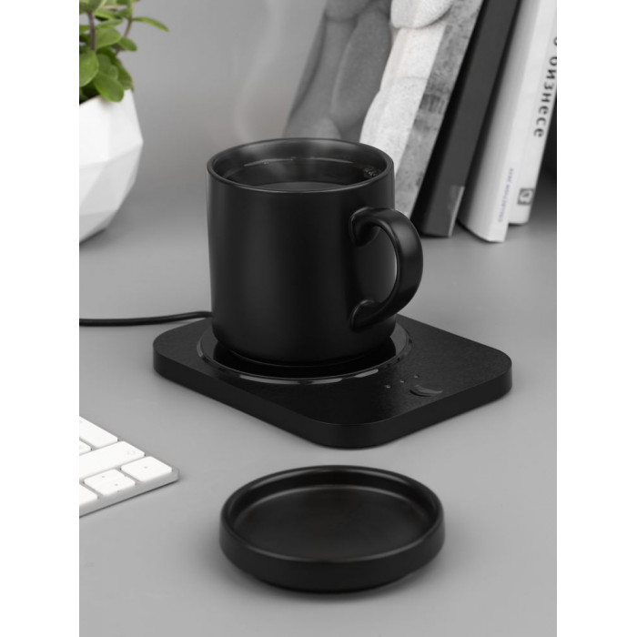 Кружка с подогревом и беспроводной зарядкой dualBase plus, черная