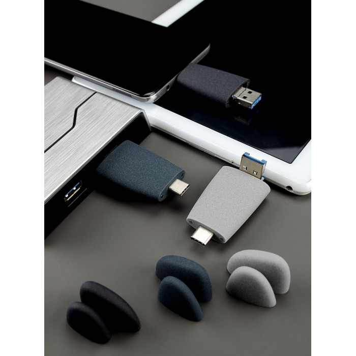 Флешка Pebble Universal, USB 3.0, серая, 64 Гб