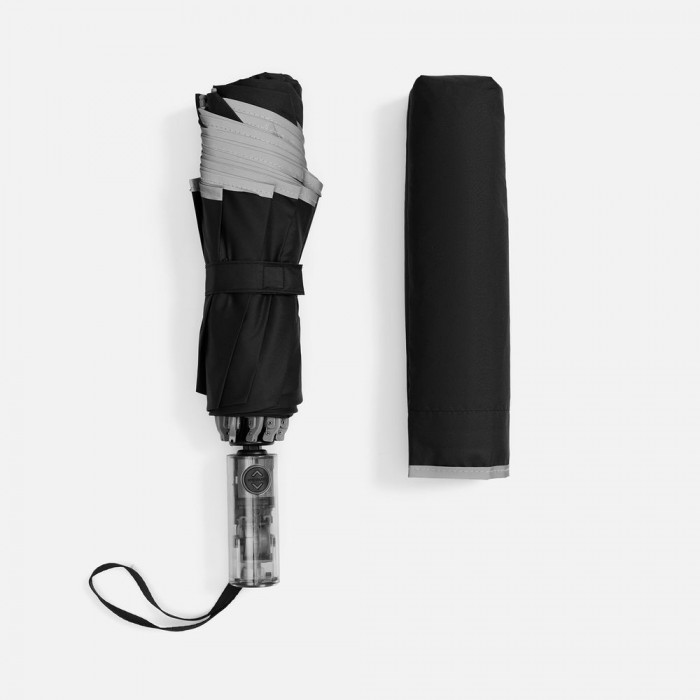 Зонт наоборот складной Futurum со светоотражающим кантом, черный