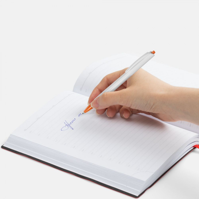 Ручка шариковая Tick, белая с оранжевым