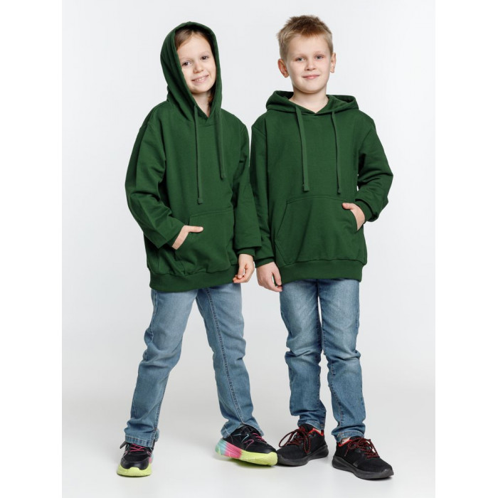 Худи детское Kirenga Kids 2.0, темно-зеленое, 10 лет