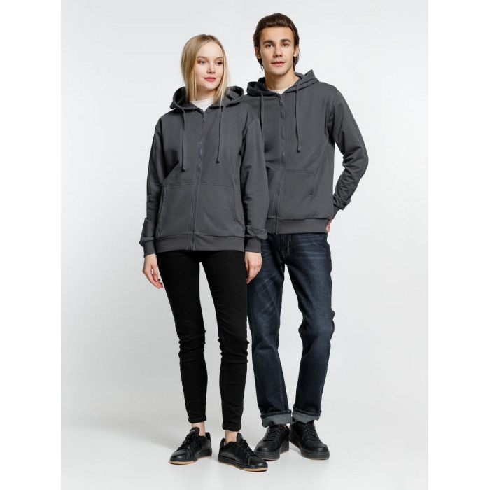 Толстовка на молнии с капюшоном Siverga 2.0, темно-серая (графит), размер XS