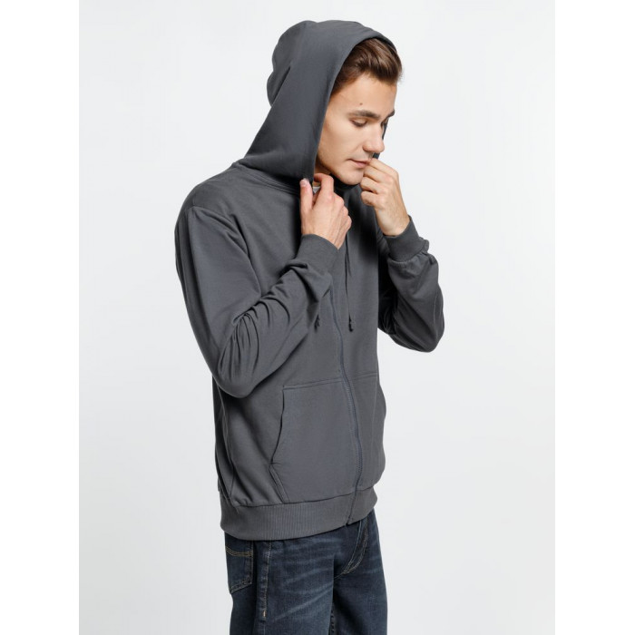 Толстовка на молнии с капюшоном Siverga 2.0, темно-серая (графит), размер XS