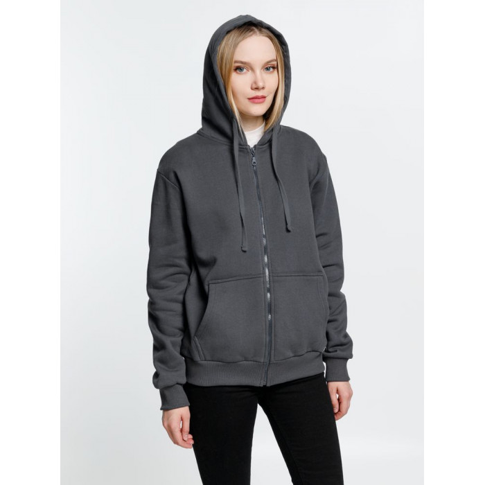 Толстовка на молнии с капюшоном Siverga Heavy 2.0, темно-серая (графит), размер XS
