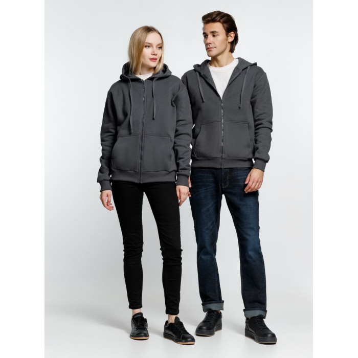 Толстовка на молнии с капюшоном Siverga Heavy 2.0, темно-серая (графит), размер XS
