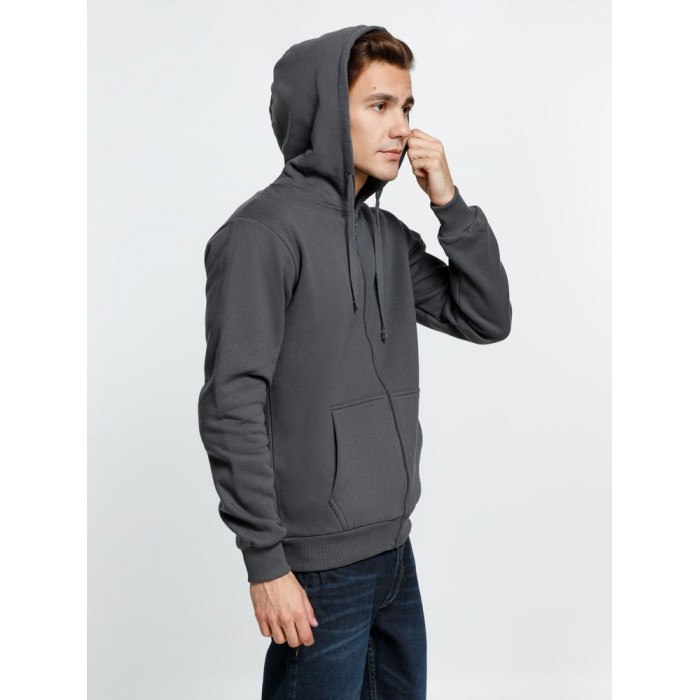 Толстовка на молнии с капюшоном Siverga Heavy 2.0, темно-серая (графит), размер XS