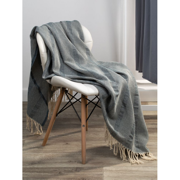 Плед «Сенеж», серо-синий