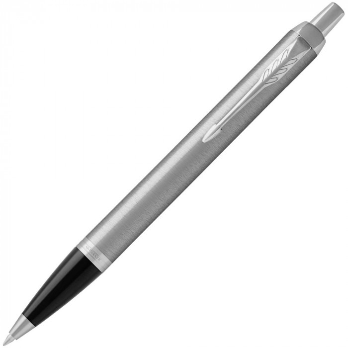 Ручка шариковая Parker IM Essential Stainless Steel CT, серебристая с черным