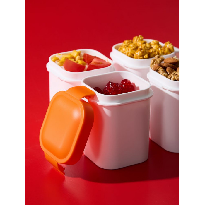 Ланчбокс для снеков Lunch Crunch, белый с оранжевым