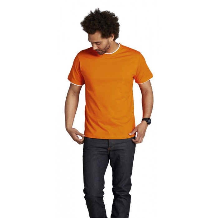 Футболка мужская с контрастной отделкой Madison 170, оранжевый/белый, размер XL