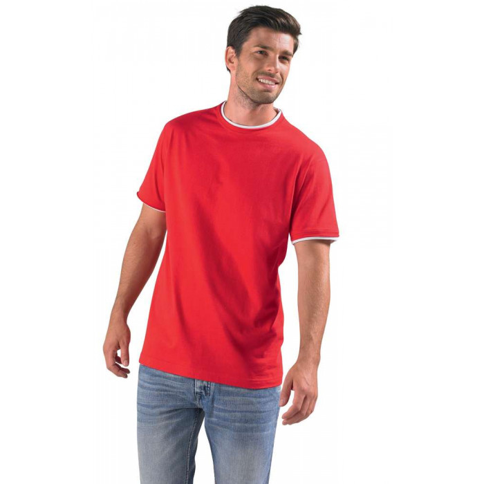 Футболка мужская с контрастной отделкой Madison 170, красный/белый, размер XXL