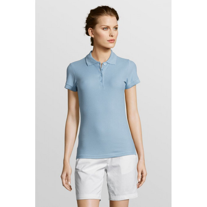 Рубашка поло женская People 210 голубая, размер XXL