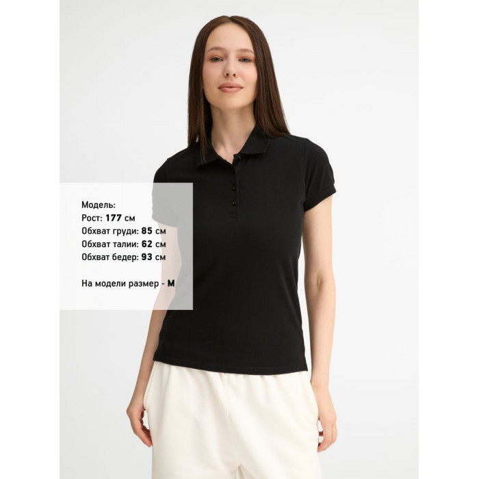 Рубашка поло женская People 210 черная, размер XXL
