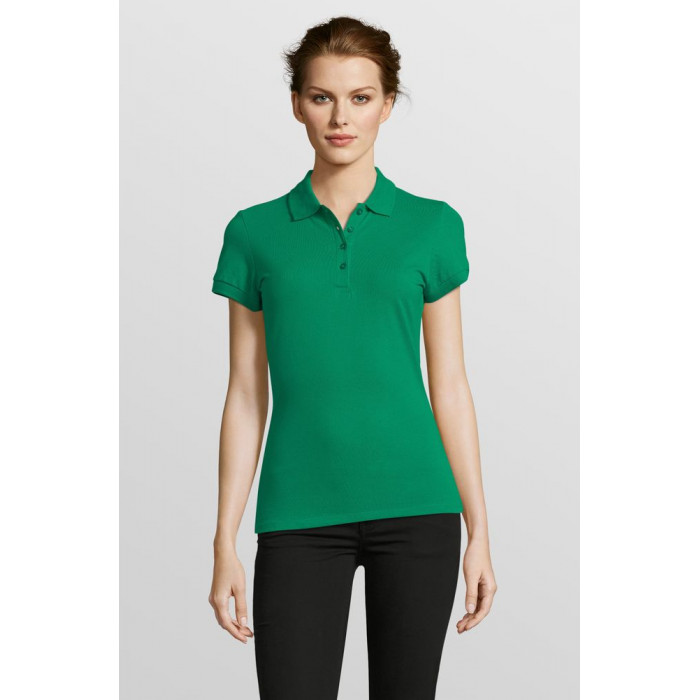 Рубашка поло женская People 210 ярко-зеленая, размер XL