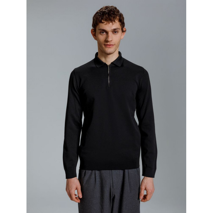 Рубашка поло мужская с длинным рукавом Terrazzo, черная