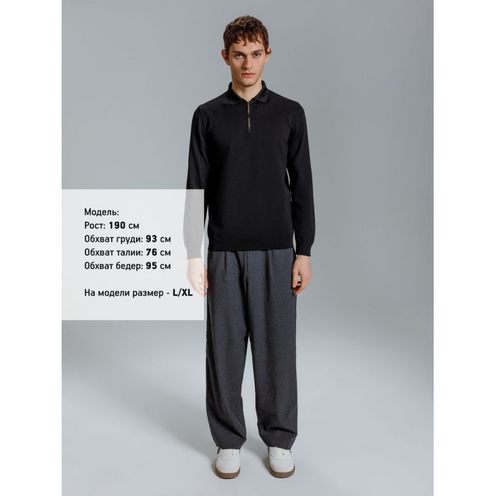 Рубашка поло мужская с длинным рукавом Terrazzo, черная