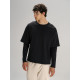 Футболка оверсайз с двойным рукавом Kosmos, черная, размер XL/XXL