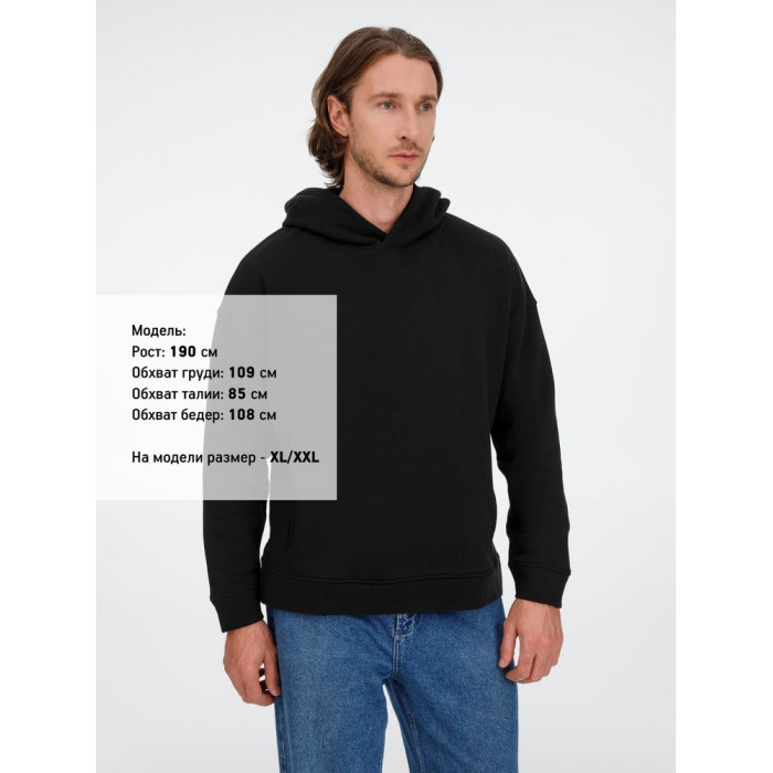 Худи оверсайз унисекс Tolla, черное, размер XL/2XL