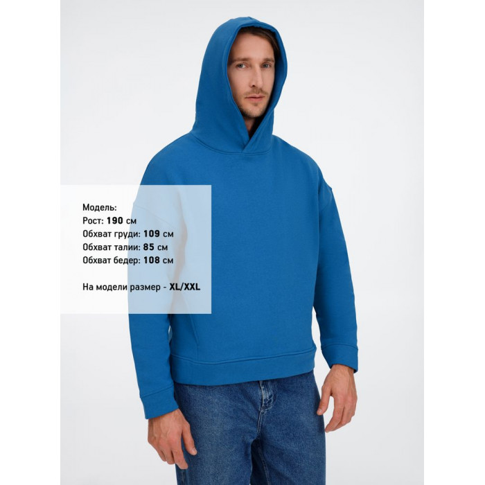 Худи оверсайз унисекс Tolla, синее (джинс), размер XL/2XL