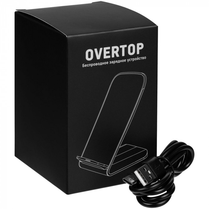 Беспроводное зарядное устройство с быстрой зарядкой Overtop, черное Беспроводное зарядное устройство с быстрой зарядкой Overtop, черное