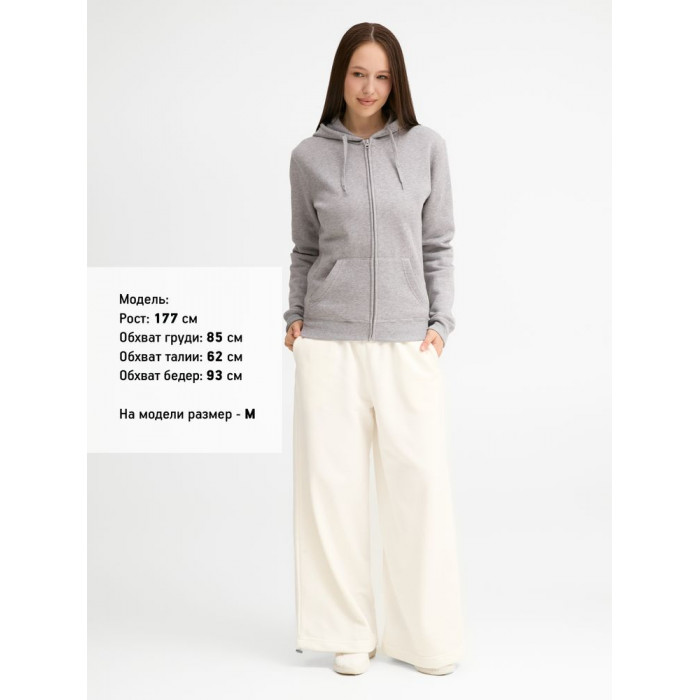 Толстовка женская на молнии с капюшоном Seven Women 290, серый меланж, размер XL