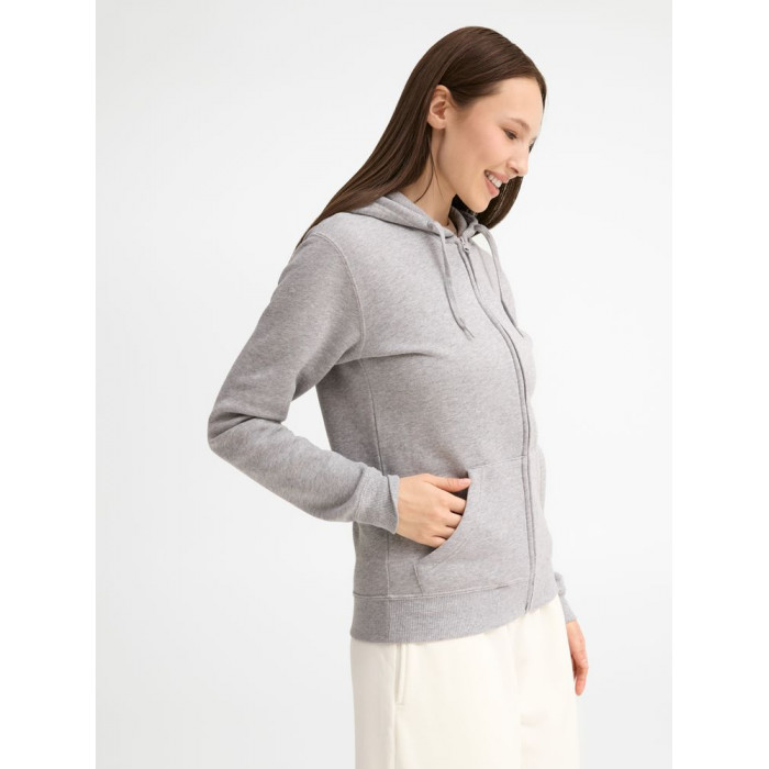 Толстовка женская на молнии с капюшоном Seven Women 290, серый меланж, размер XL