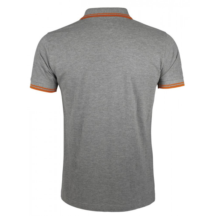 Рубашка поло мужская Pasadena Men 200 с контрастной отделкой, серый меланж/оранжевый, размер XXL