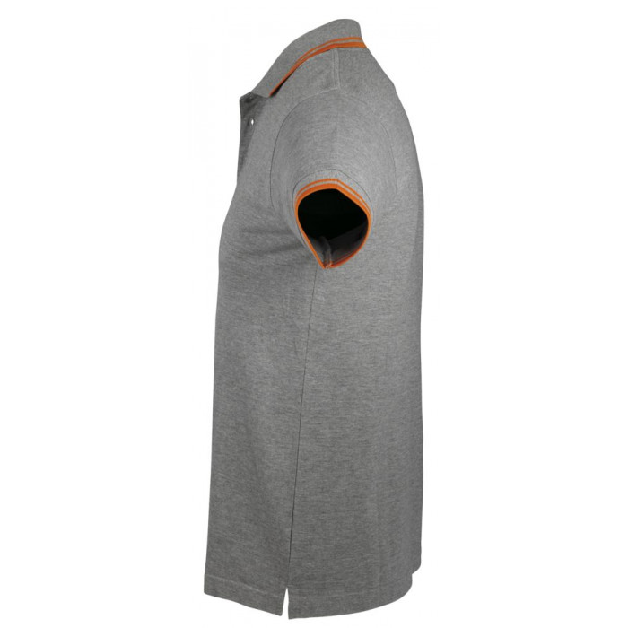 Рубашка поло мужская Pasadena Men 200 с контрастной отделкой, серый меланж/оранжевый, размер XXL