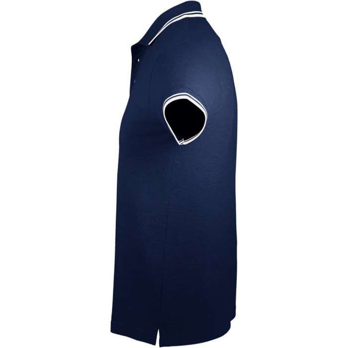 Рубашка поло мужская Pasadena Men 200 с контрастной отделкой темно-синяя с белым, размер 3XL